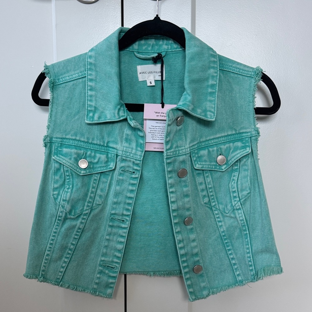 Avec Les Filles Aqua Denim Vest